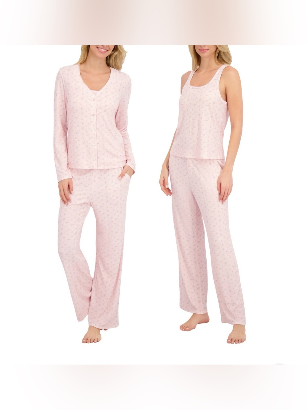 NWT Live 2 Lounge Pink Three Piece Pajama Set – Size XL